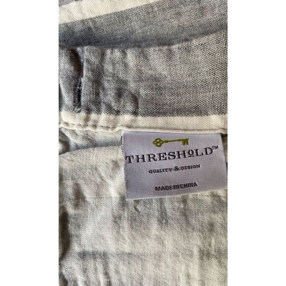 Threshold Blocked Striped Farmhouse Shower Curtain - Picture 3 of 7